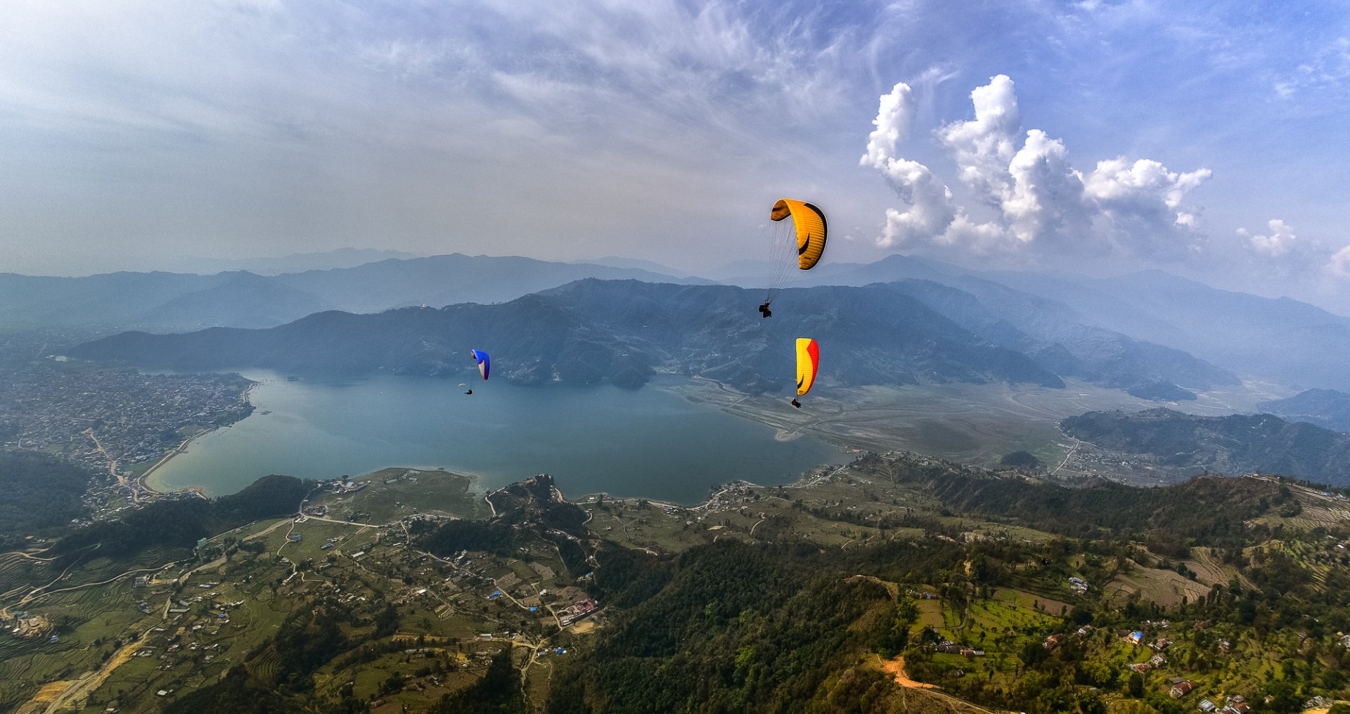 Paragliding above Phewa Lake in Pokhara