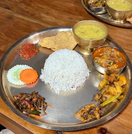 Nepali food set at Alpine Hotel, Manang