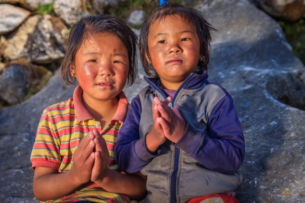 nepali kids doing namaste