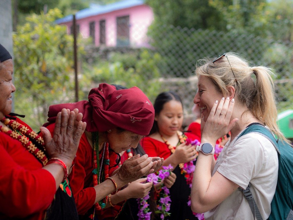 women welcoming tourist in Nepal