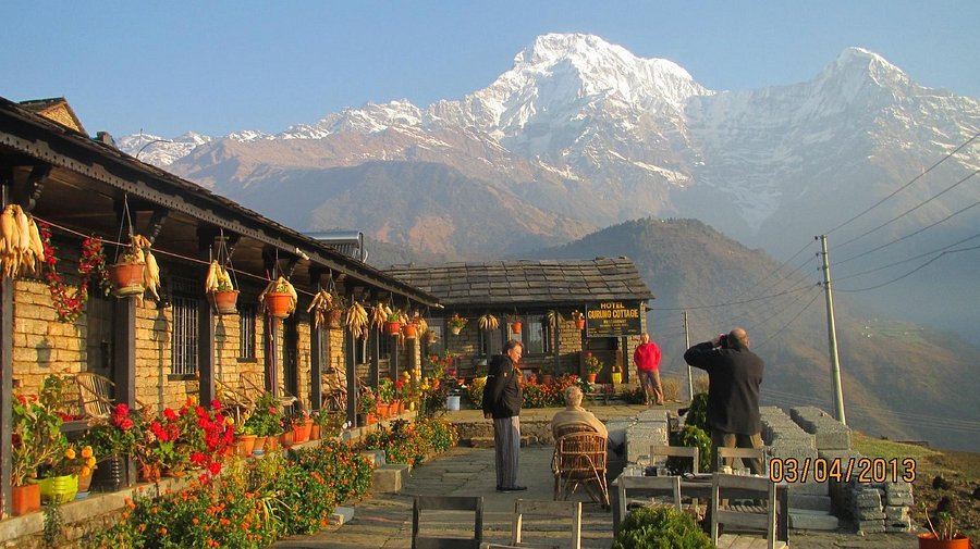 gurung cottage with mt. machhapuchre at background