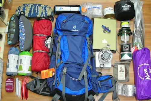 packing items for a trek
