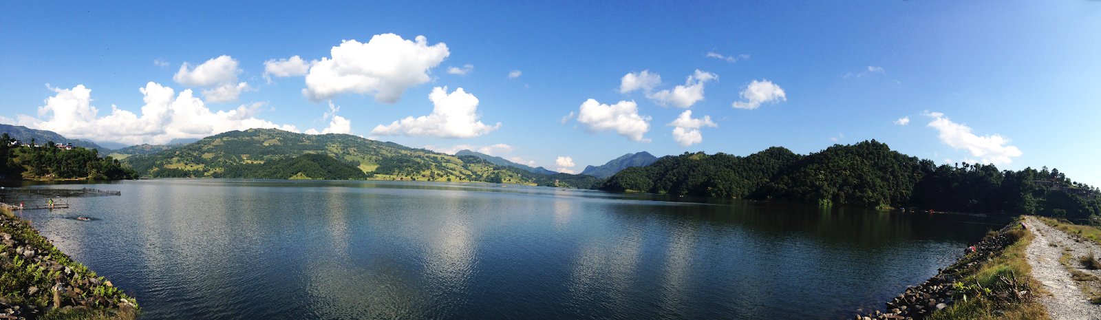 Peaceful view of Begnas Lake surrounded by hills