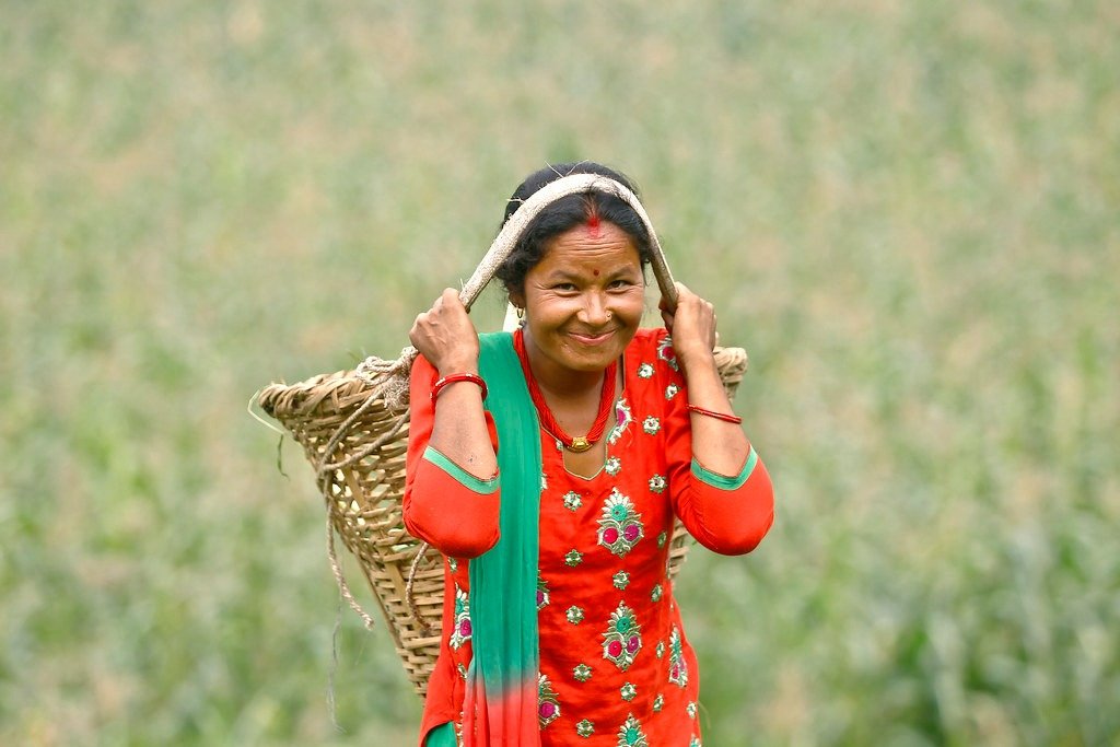 nepali women with "doko" at her back