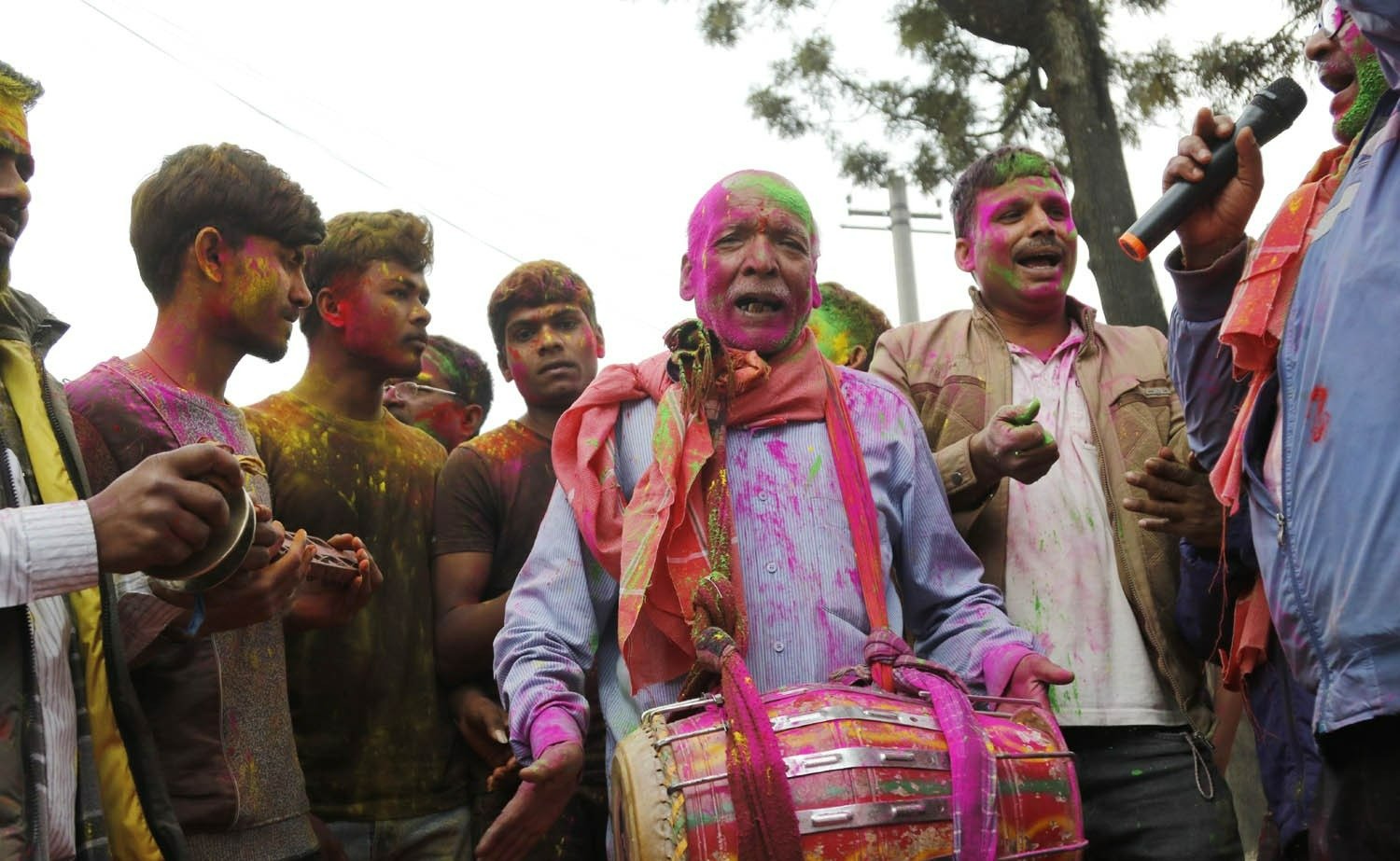 Old man singing Hori, cultural song sang in Holi